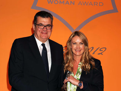 Anna Hindmarch and Veuve Clicquot President Jean-Marc Lecave